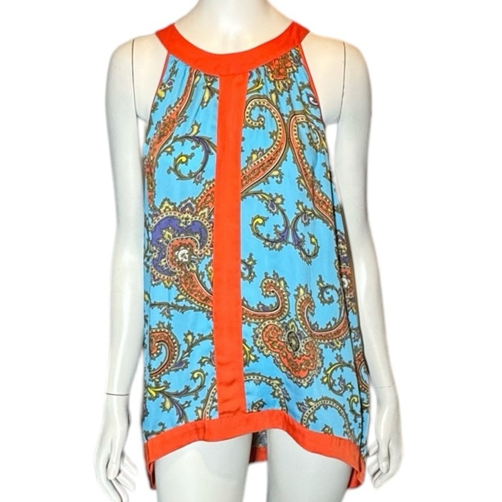 Nicole by Nicole Miller Sleeveless High Low Multicolored Tunic Blouse XL